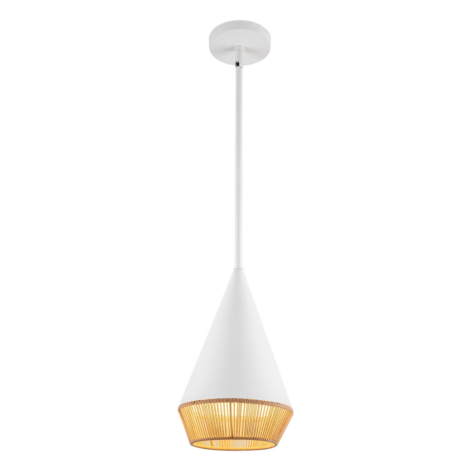 Alora - PD633107WHBR - One Light Pendant - Daphne - White/Brown Cotton Rope