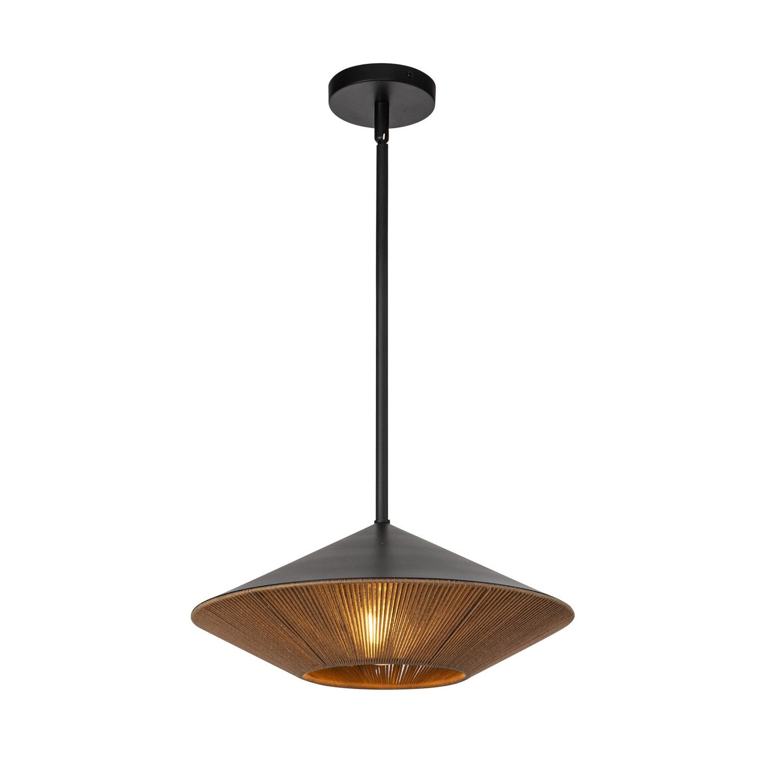 Alora - PD633215MBBR - One Light Pendant - Daphne - Matte Black/Brown Cotton Rope