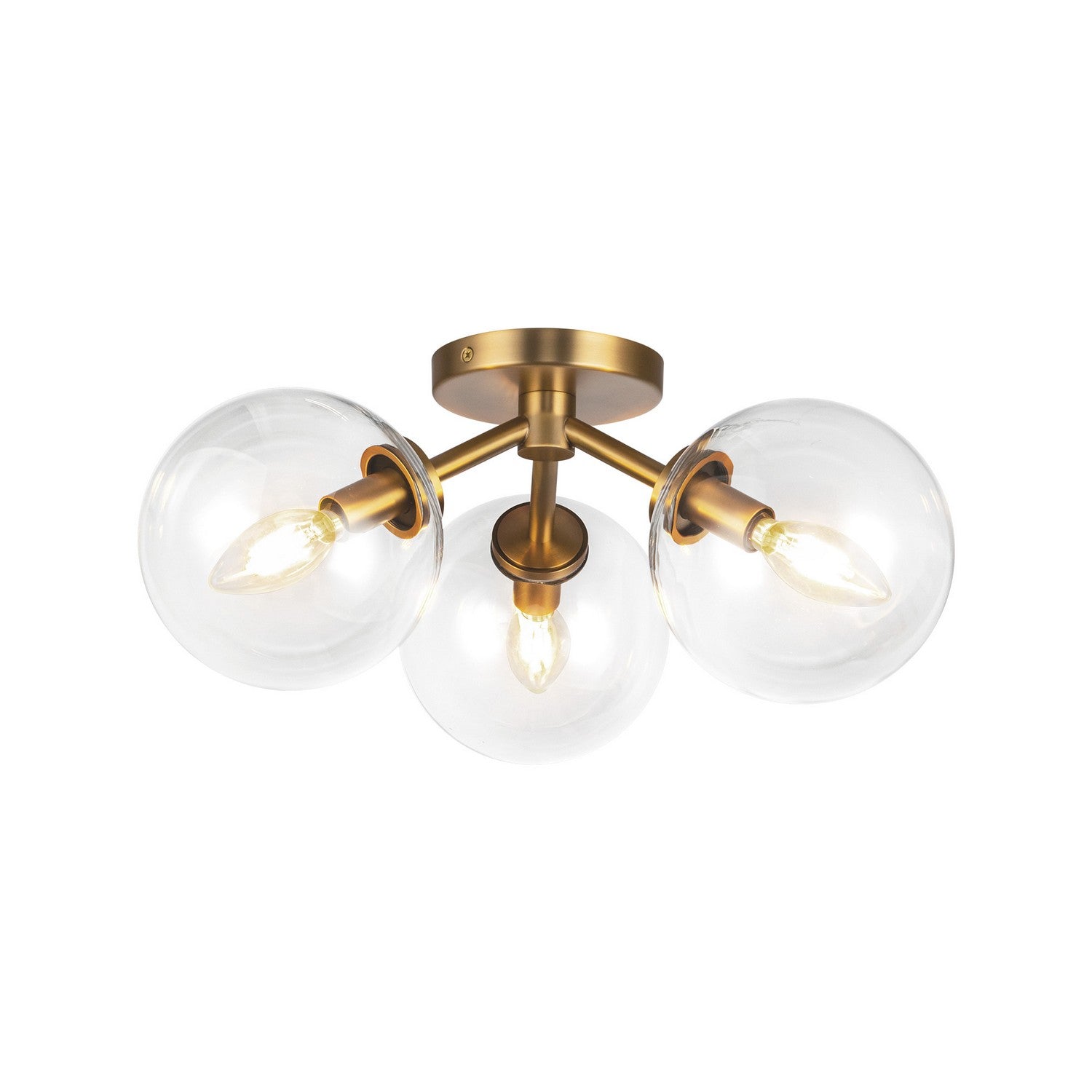 Alora - SF549315AGCL - Three Light Semi-Flush Mount - Cassia - Aged Brass/Clear Glass