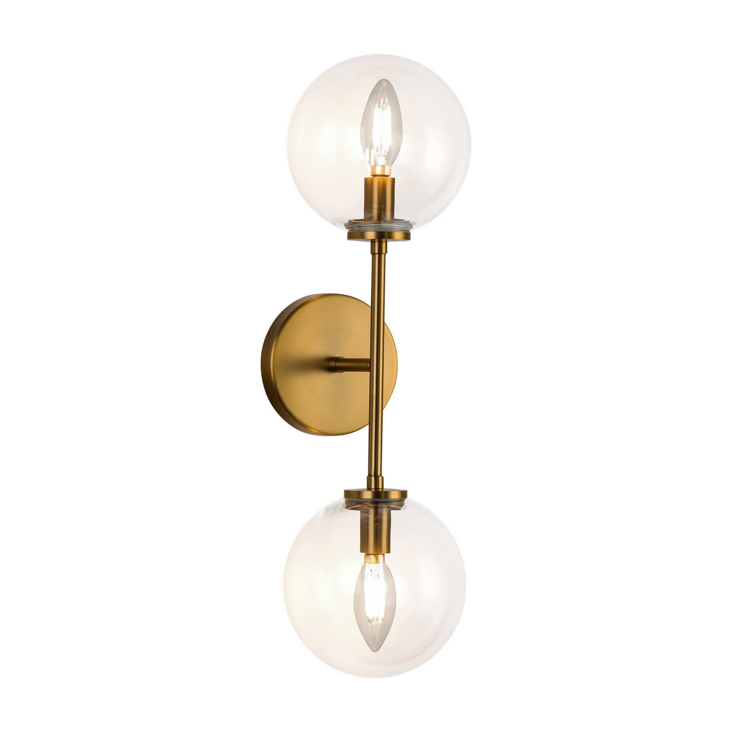 Alora - WV549220AGCL - Two Light Wall Vanity - Cassia - Aged Brass/Clear Glass