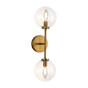 Alora - WV549220AGCL - Two Light Wall Vanity - Cassia - Aged Brass/Clear Glass