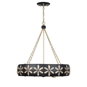 Savoy House - 1-2493-6-104 - Six Light Chandelier - Venice - Metropolis Black and Gold