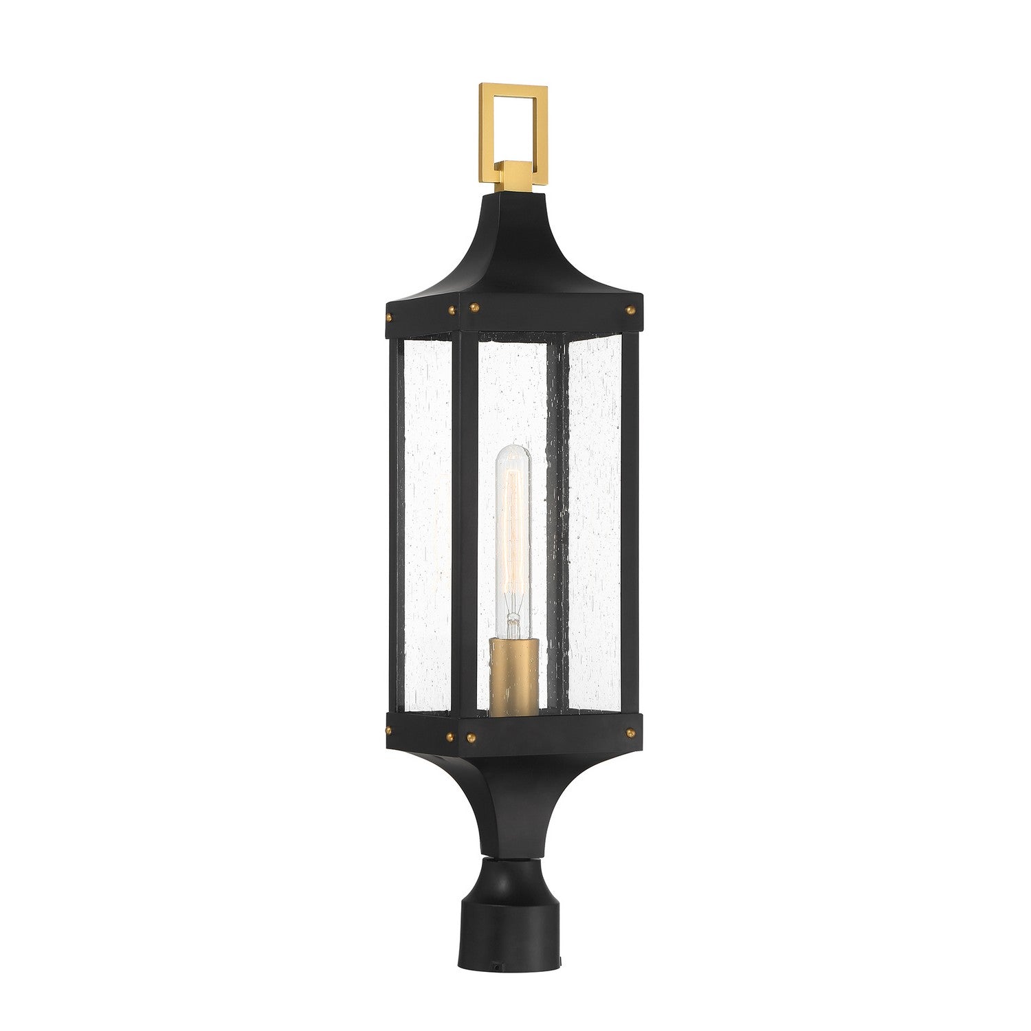 Savoy House - 5-278-144 - One Light Outdoor Post Lantern - Glendale - Matte Black and Weathered Brushed Brass