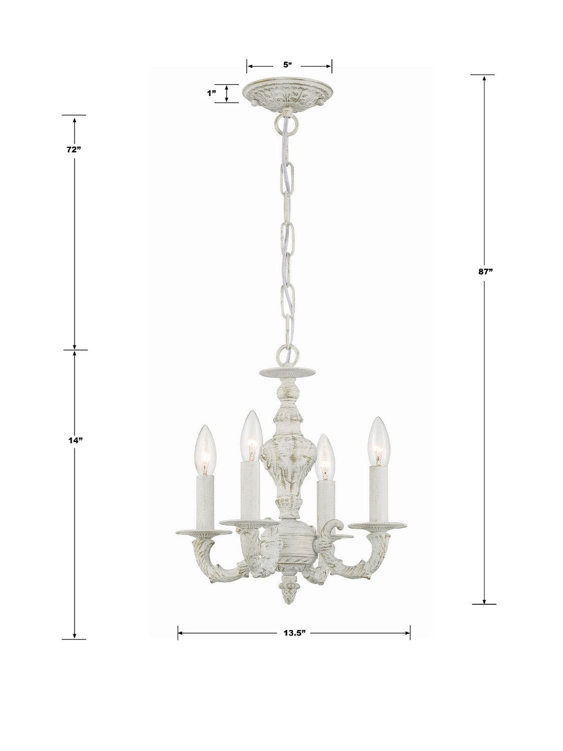 Crystorama - 5124-AW - Four Light Mini Chandelier - Paris Market - Antique White