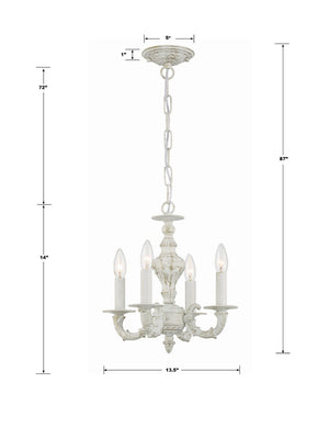 Crystorama - 5124-AW - Four Light Mini Chandelier - Paris Market - Antique White