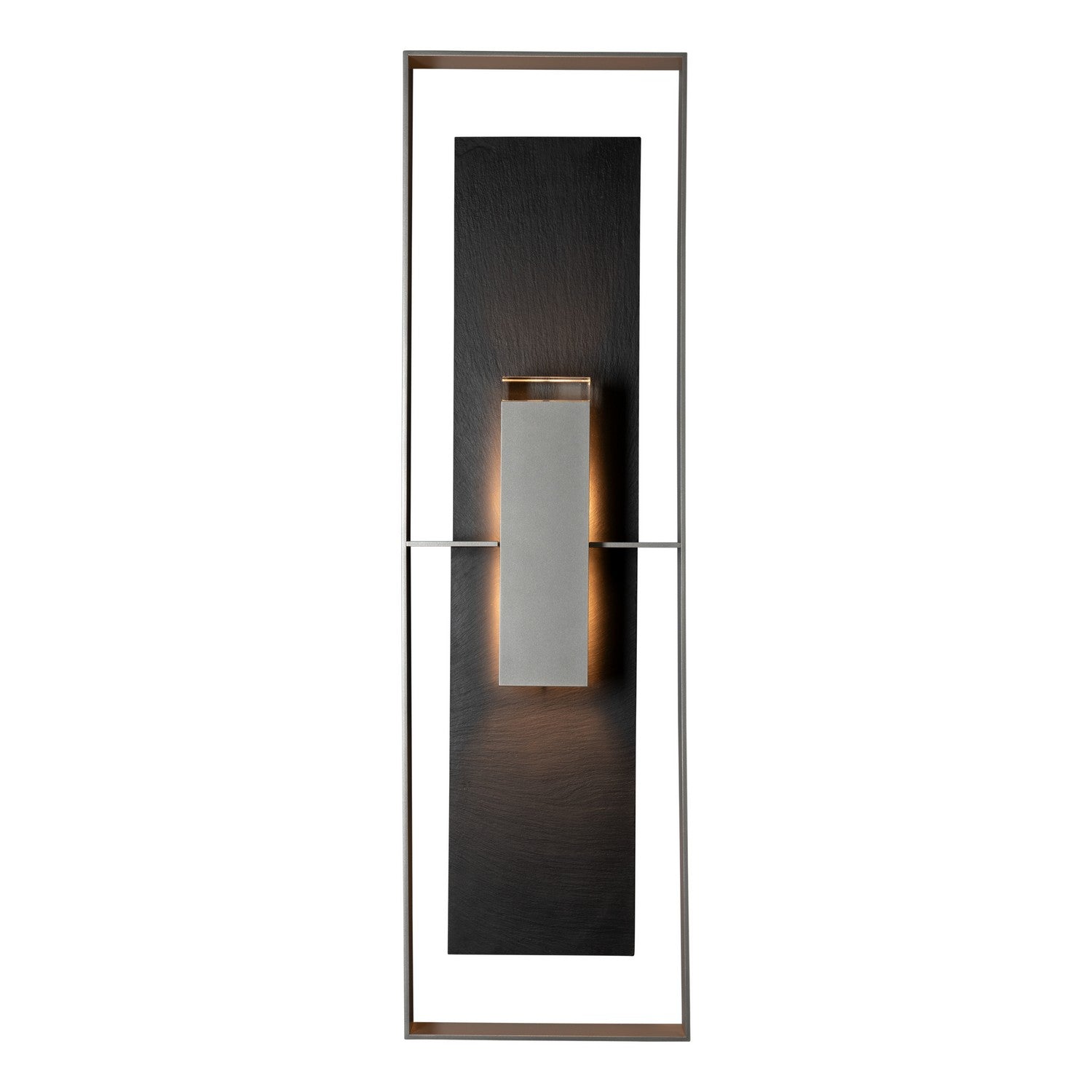 Hubbardton Forge - 302609-SKT-80-SL-ZM0736 - Shadow Box Extra Tall w/Slate Outdoor Sconce - Shadow Box - Coastal Black