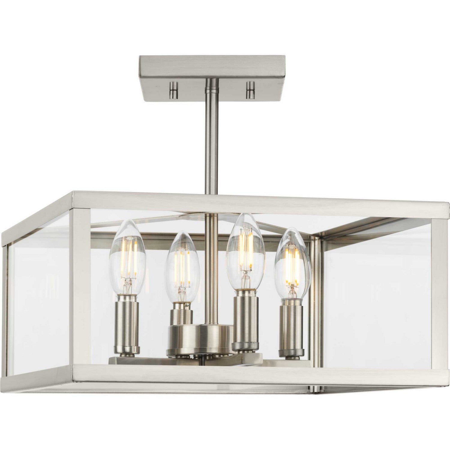 Progress Lighting - P350264-009 - Four Light Semi-Flush Mount - Hillcrest - Brushed Nickel