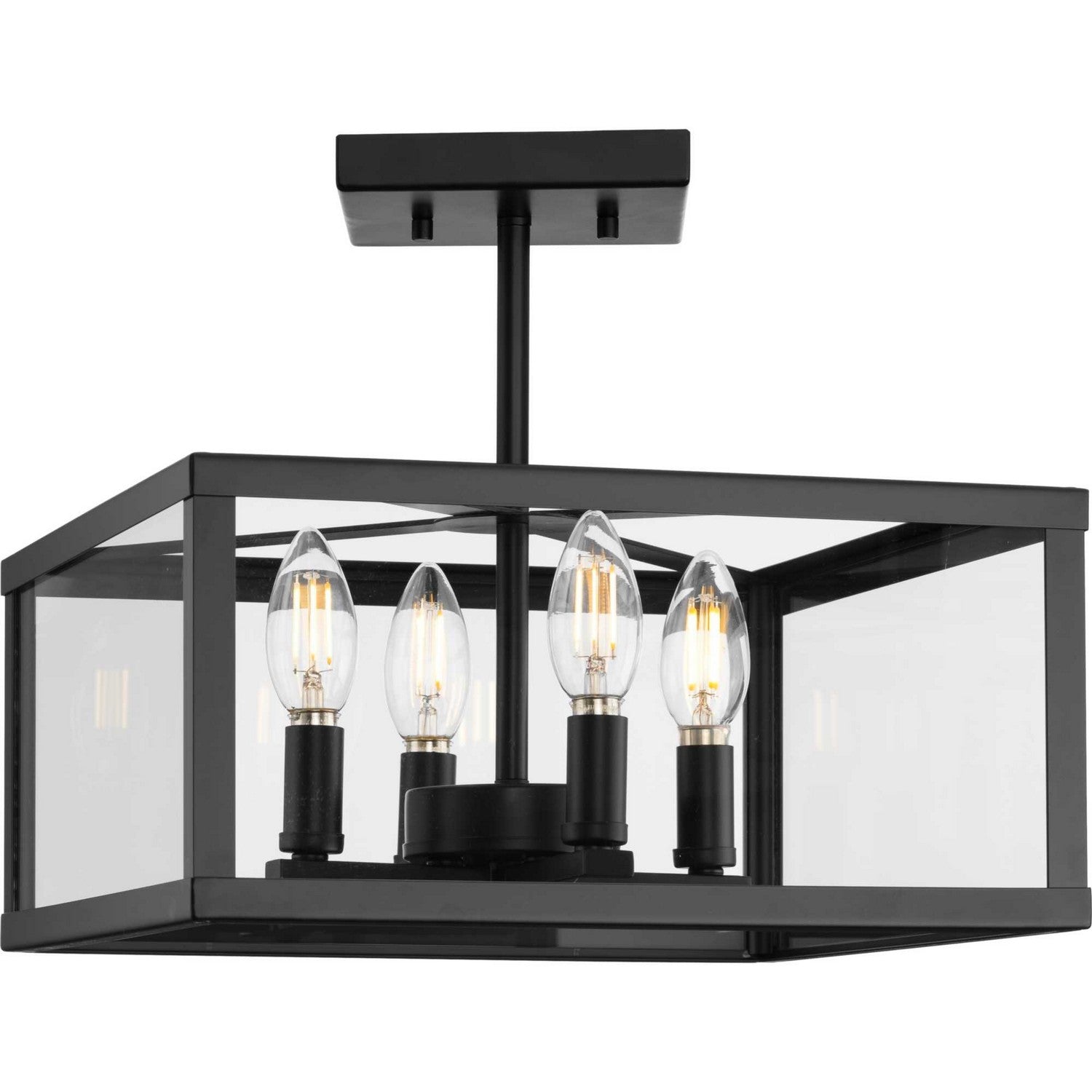 Progress Lighting - P350264-31M - Four Light Semi-Flush Mount - Hillcrest - Matte Black