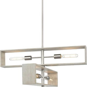 Progress Lighting - P400370-009 - Four Light Chandelier - Boundary - Brushed Nickel