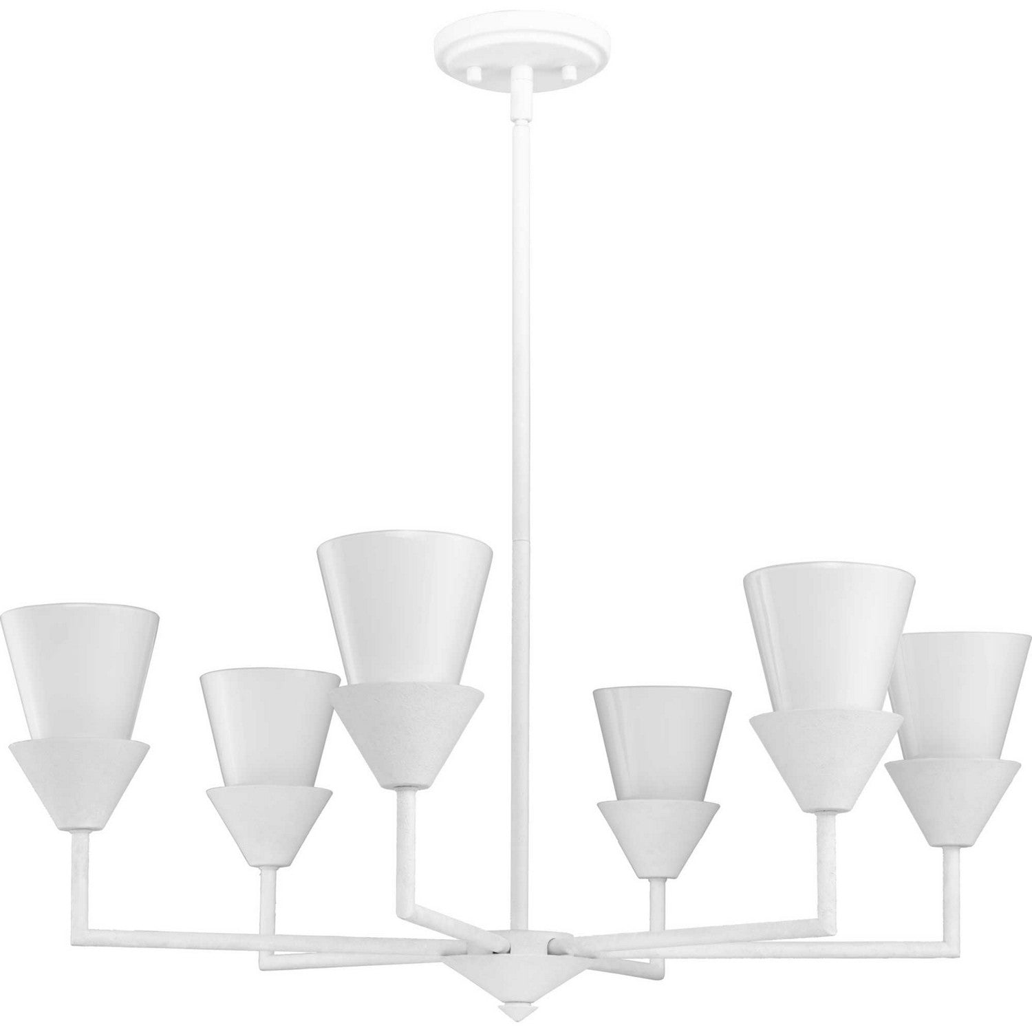 Progress Lighting - P400372-197 - Six Light Chandelier - Pinellas - White Plaster