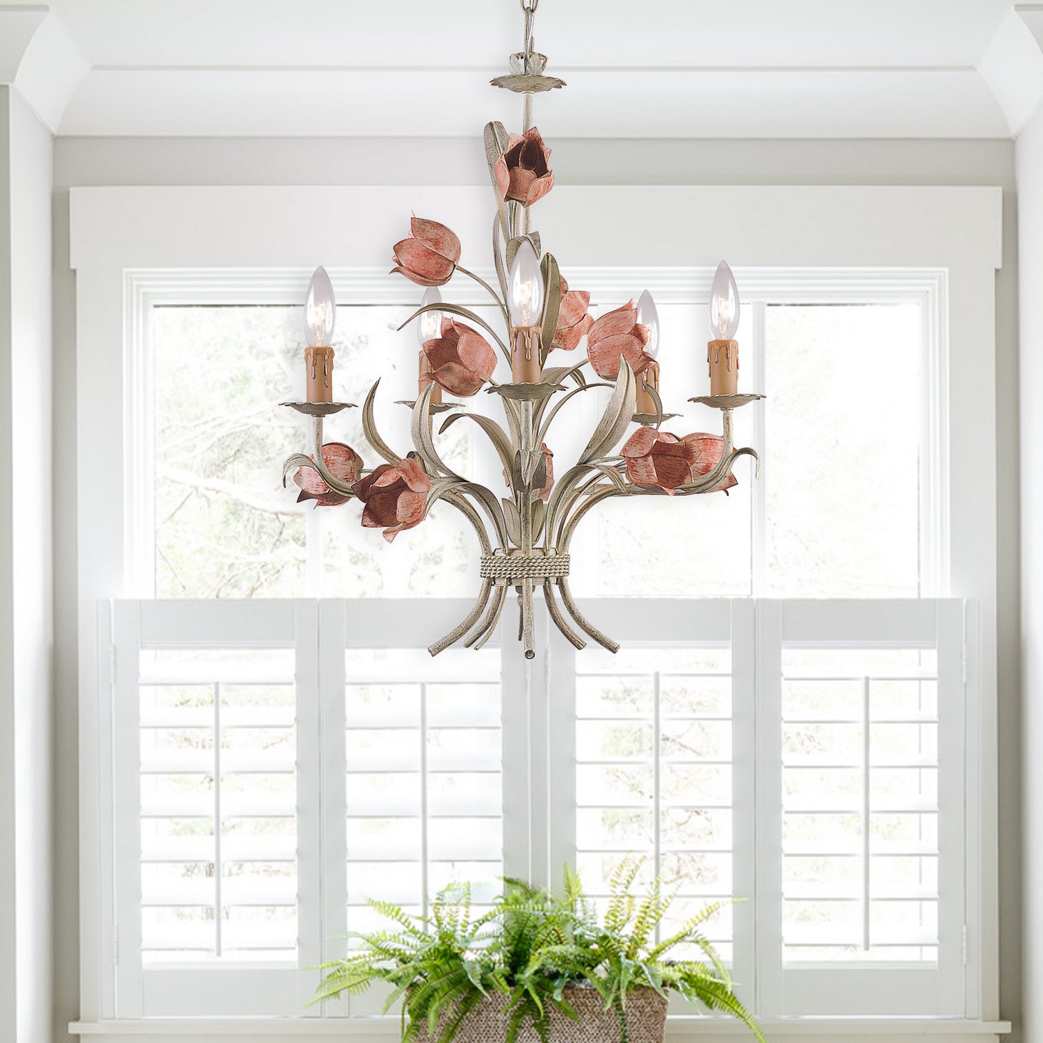 Crystorama - 4805-SR - Five Light Chandelier - Southport - Sage Rose