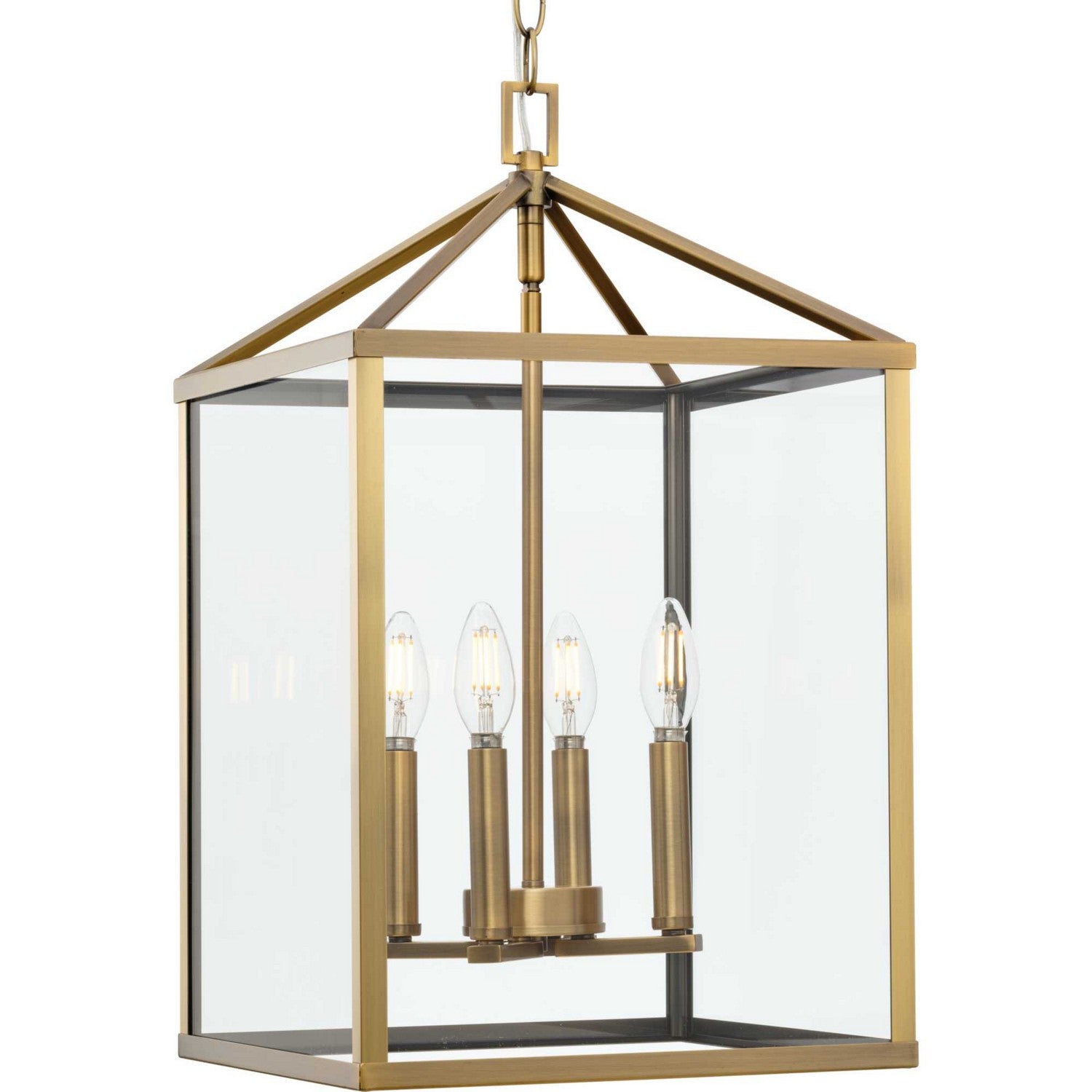 Progress Lighting - P500440-163 - Four Light Foyer Pendant - Hillcrest - Vintage Brass