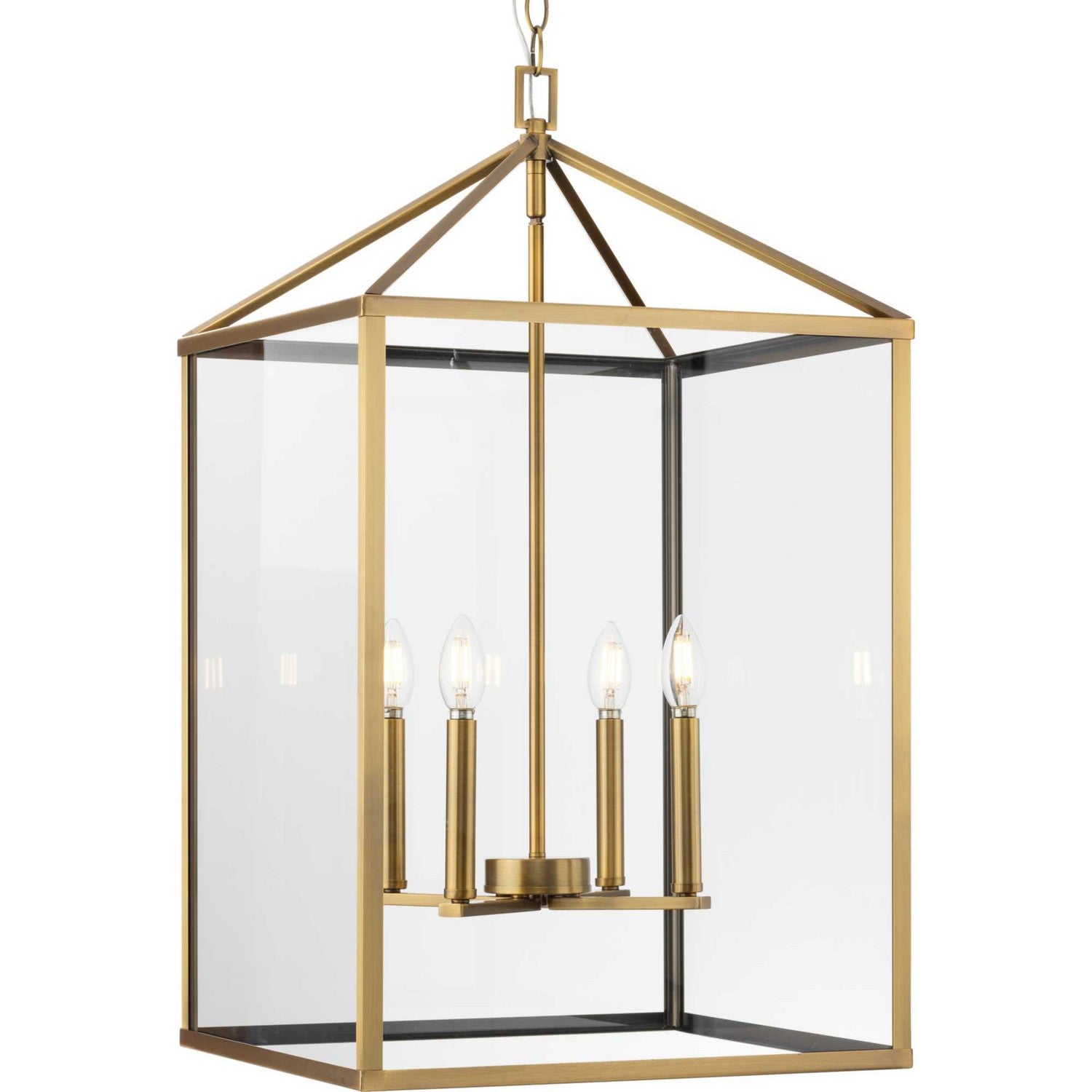 Progress Lighting - P500441-163 - Four Light Foyer Pendant - Hillcrest - Vintage Brass