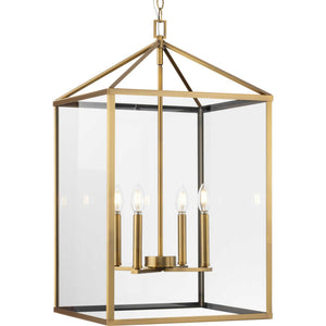 Progress Lighting - P500441-163 - Four Light Foyer Pendant - Hillcrest - Vintage Brass