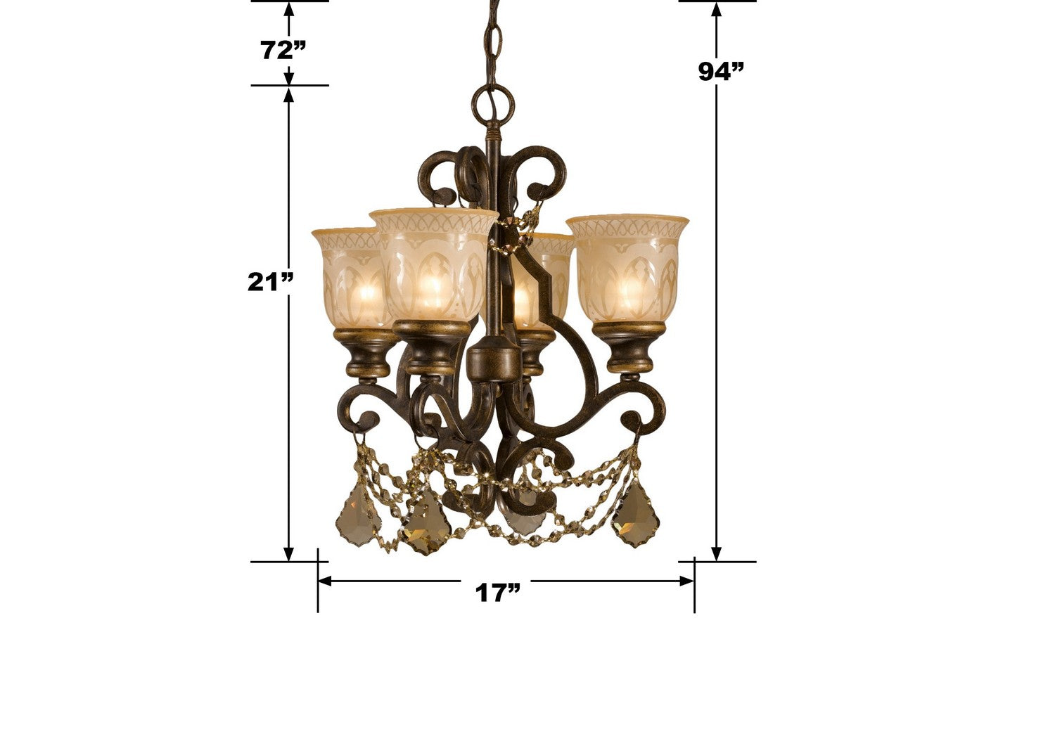 Crystorama - 7504-BU-GT-MWP - Four Light Mini Chandelier - Norwalk - Bronze Umber