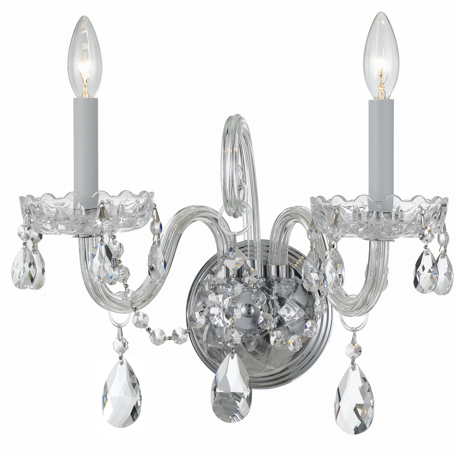 Crystorama - 1032-CH-CL-MWP - Two Light Wall Sconce - Traditional Crystal - Polished Chrome