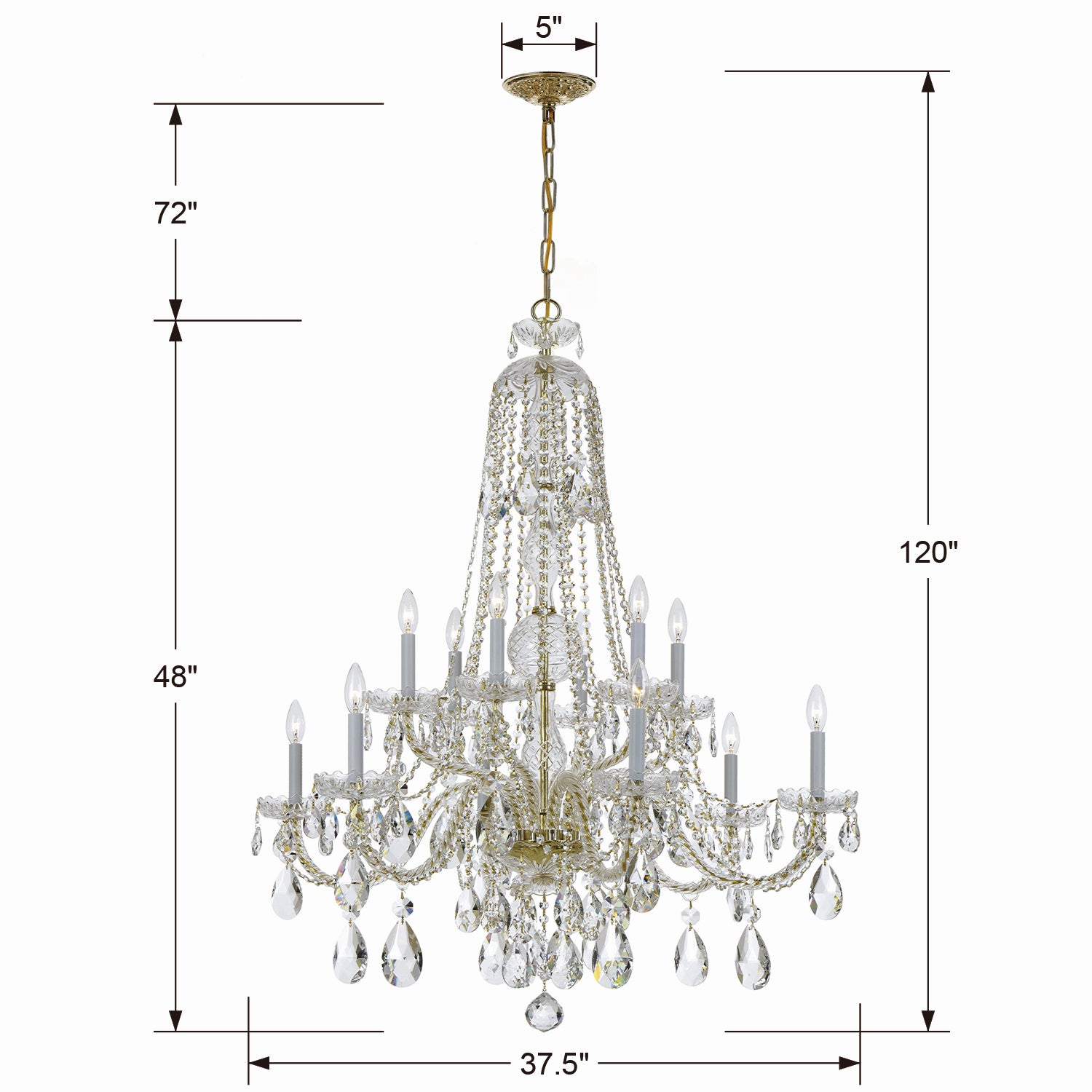 Crystorama - 1112-PB-CL-MWP - 12 Light Chandelier - Traditional Crystal - Polished Brass