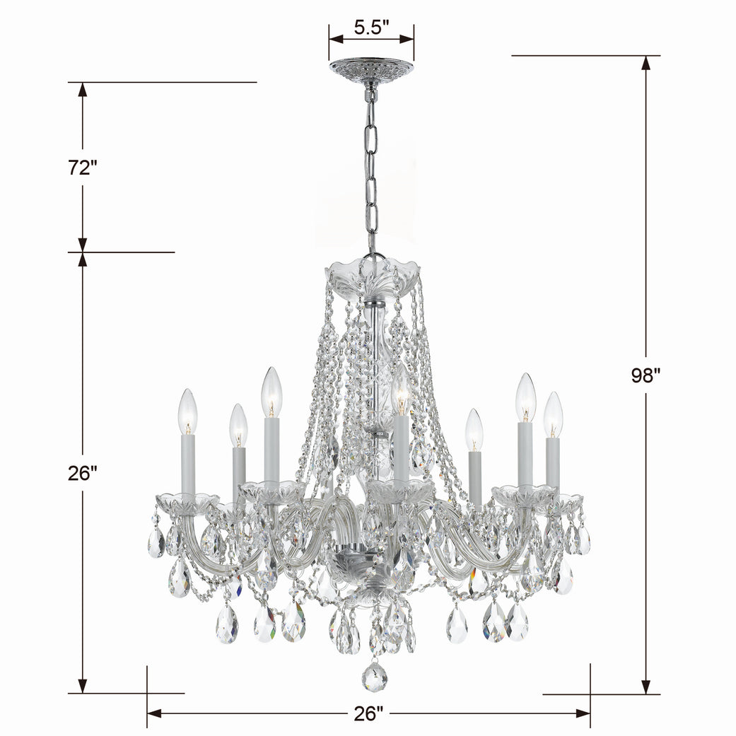 Crystorama - 1138-CH-CL-MWP - Eight Light Chandelier - Traditional Crystal - Polished Chrome