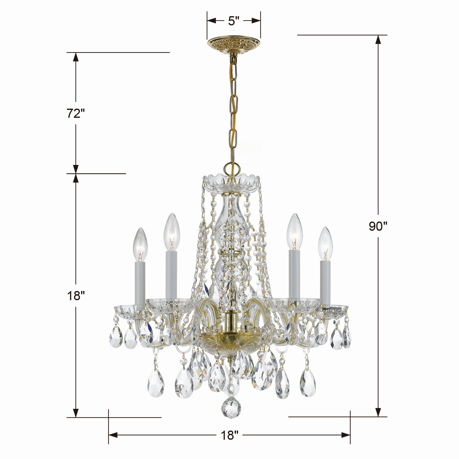 Crystorama - 1061-PB-CL-MWP - Five Light Mini Chandelier - Traditional Crystal - Polished Brass