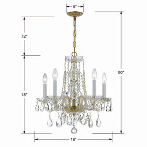 Crystorama - 1061-PB-CL-MWP - Five Light Mini Chandelier - Traditional Crystal - Polished Brass