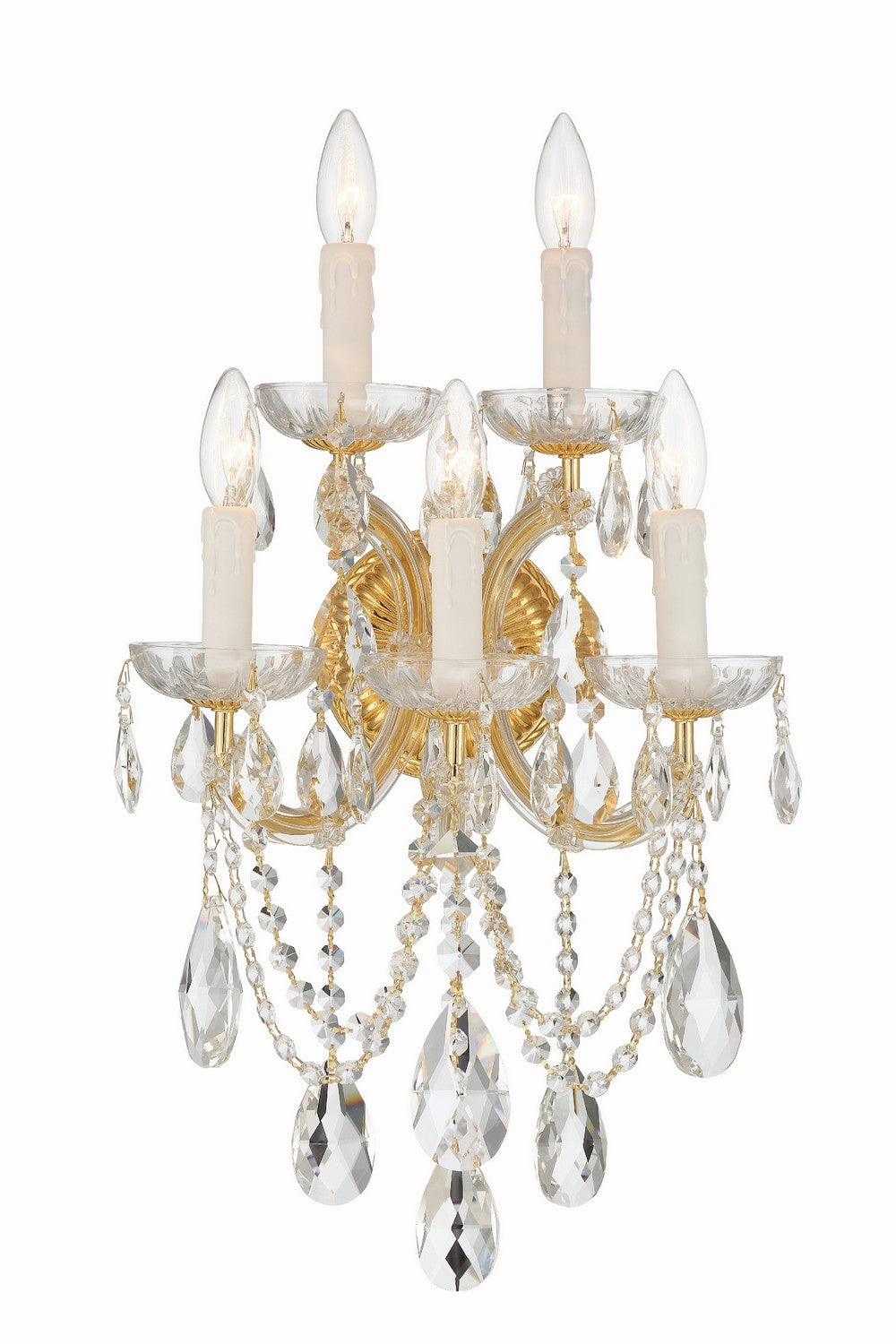 Crystorama - 4425-GD-CL-MWP - Five Light Wall Sconce - Maria Theresa - Gold