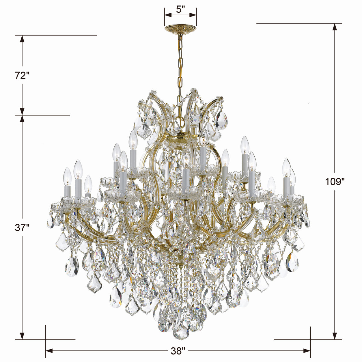 Crystorama - 4418-GD-CL-MWP - 19 Light Chandelier - Maria Theresa - Gold