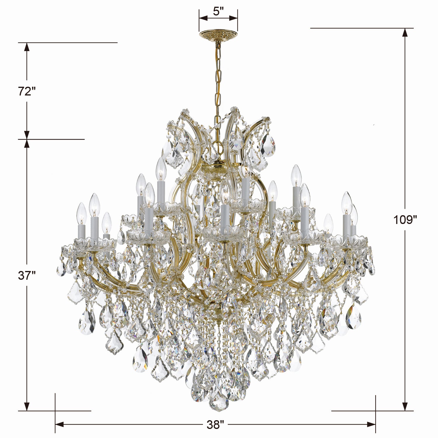 Crystorama - 4418-GD-CL-MWP - 19 Light Chandelier - Maria Theresa - Gold