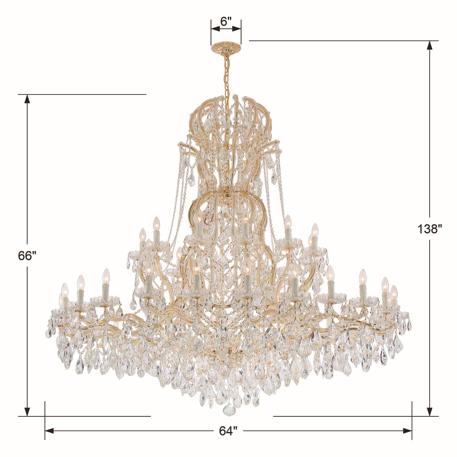 Crystorama - 4460-GD-CL-MWP - 37 Light Chandelier - Maria Theresa - Gold