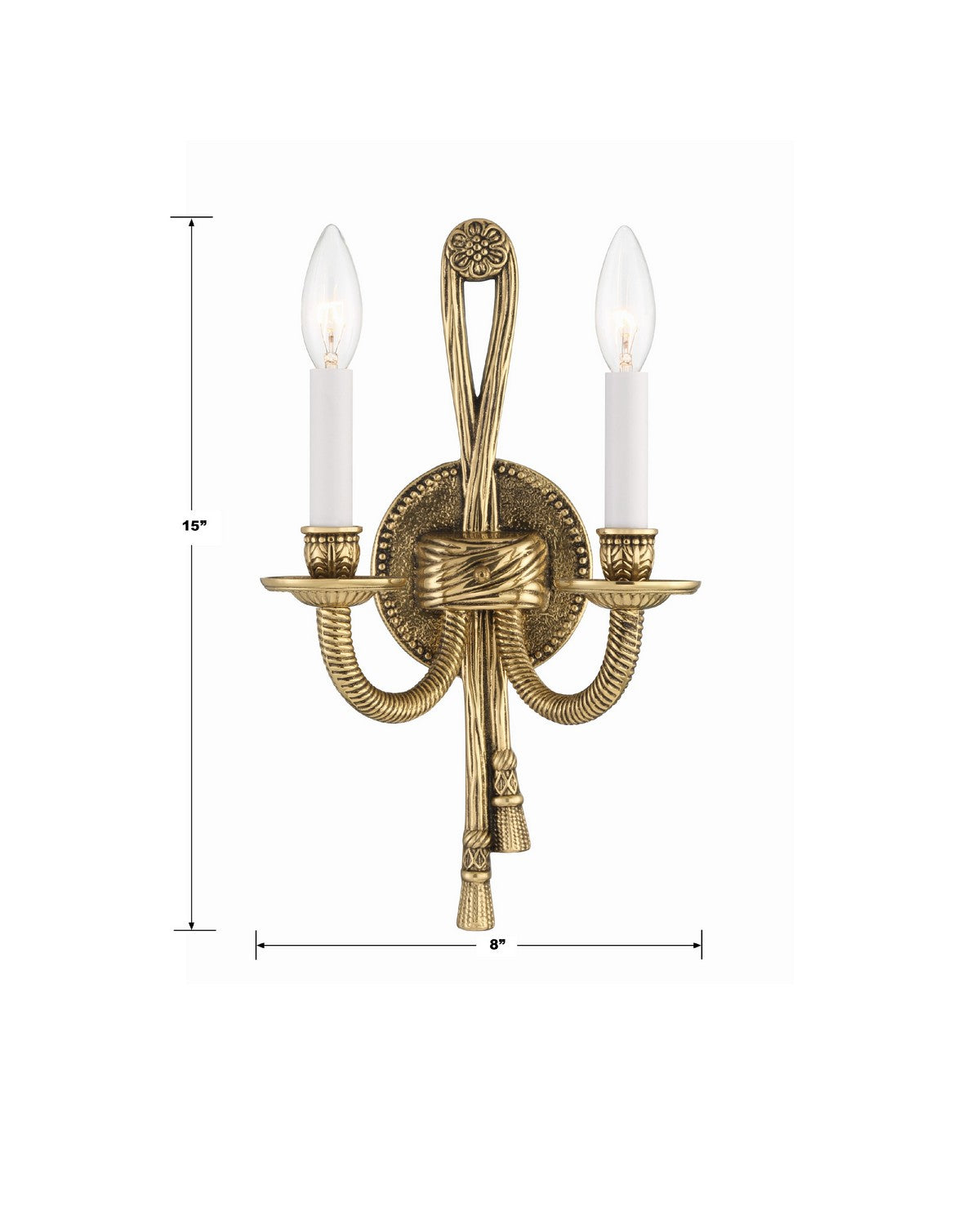 Crystorama - 650-OB - Two Light Wall Sconce - Cast Brass Wall Mount - Olde Brass