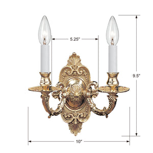 Crystorama - 642-PB - Two Light Wall Sconce - Marlowe - Polished Brass