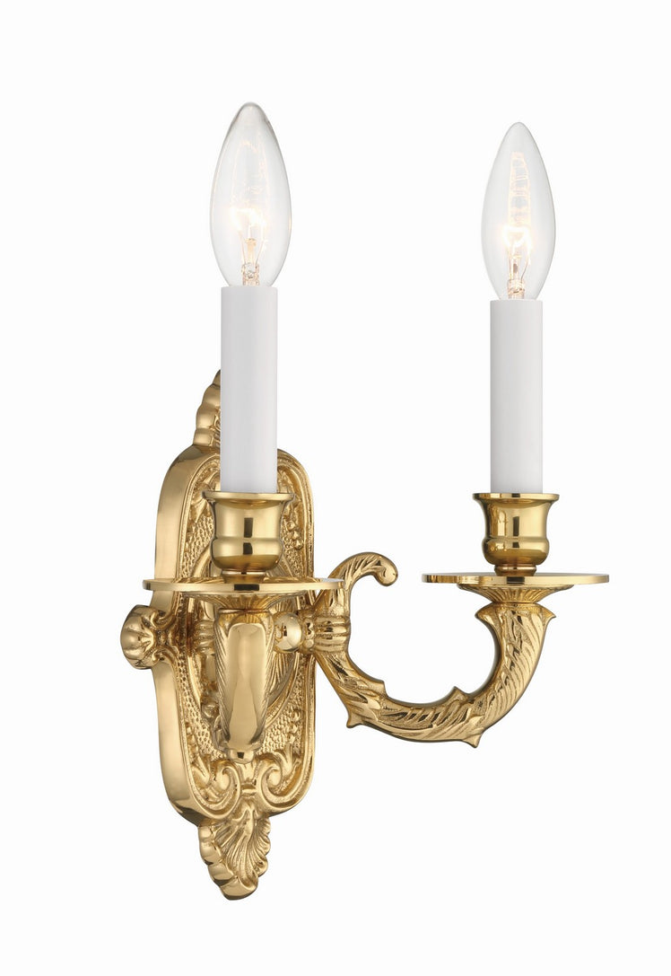 Crystorama - 642-PB - Two Light Wall Sconce - Marlowe - Polished Brass