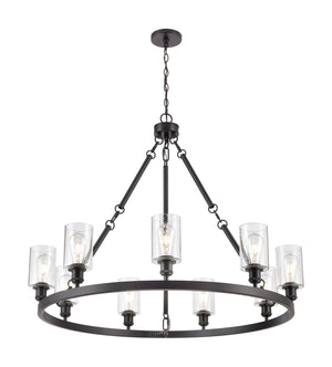 Innovations - 840-BK-G804 - Nine Light Chandelier - Ballston - Matte Black