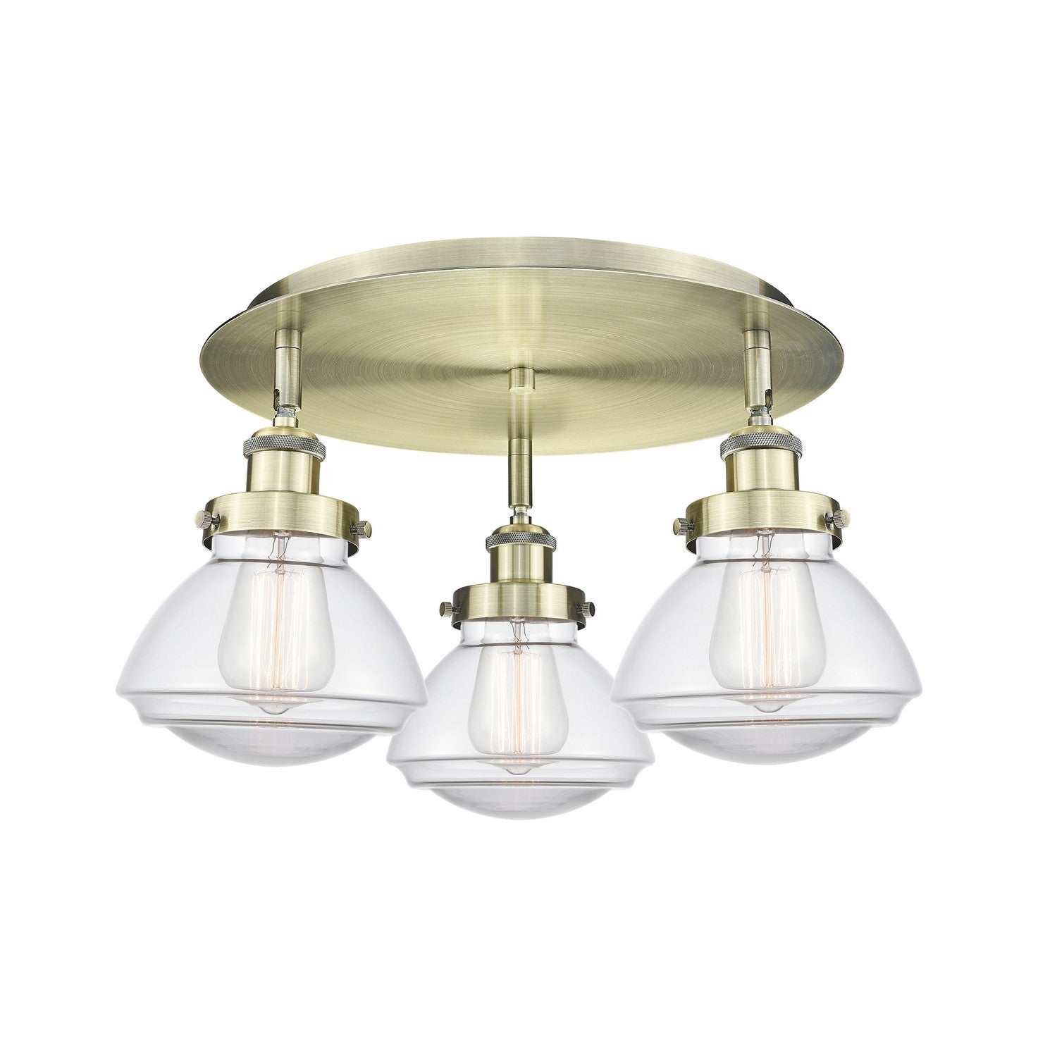 Innovations - 916-3C-AB-G322 - Three Light Flush Mount - Downtown Urban - Antique Brass