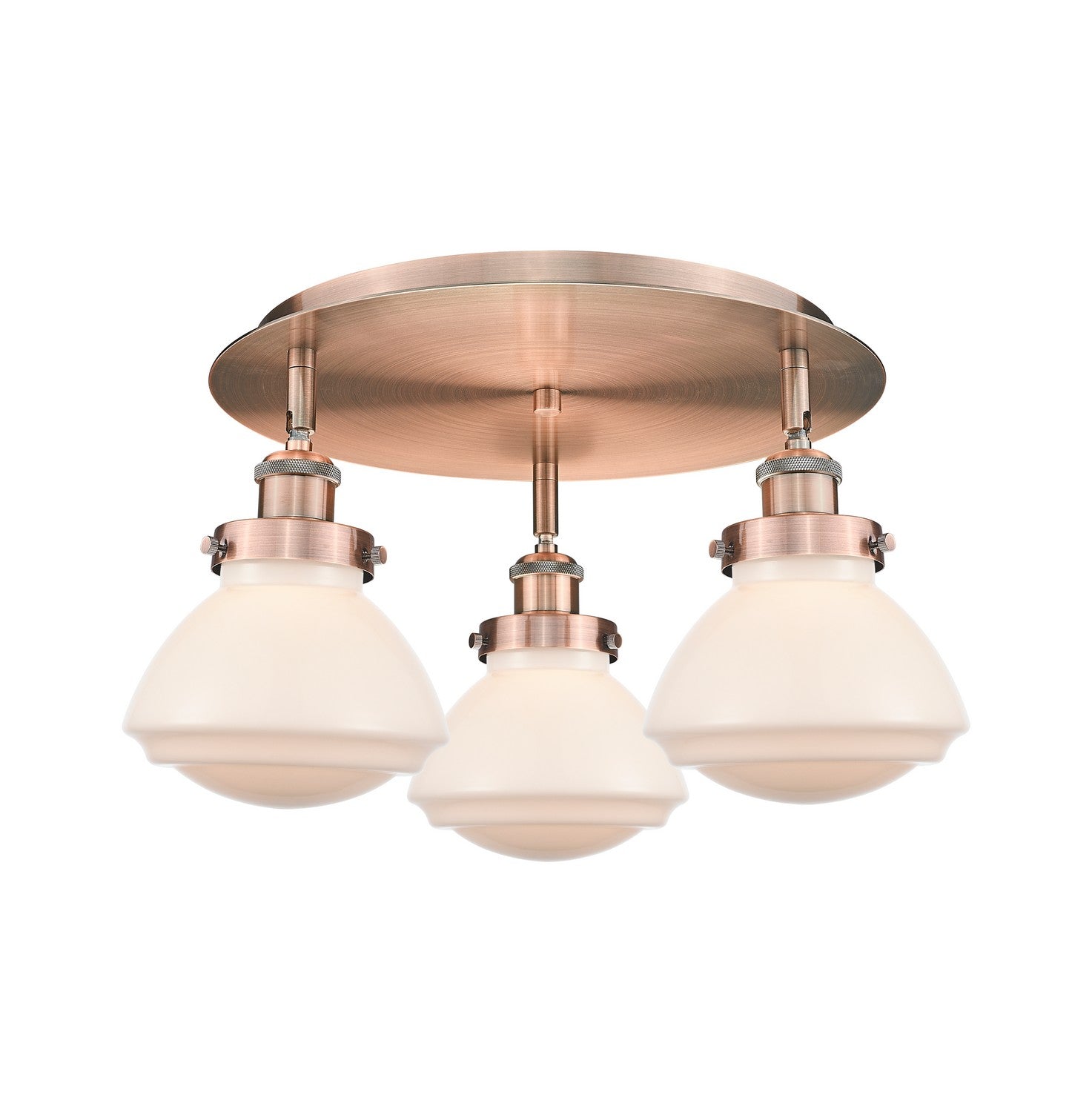 Innovations - 916-3C-AC-G321 - Three Light Flush Mount - Downtown Urban - Antique Copper