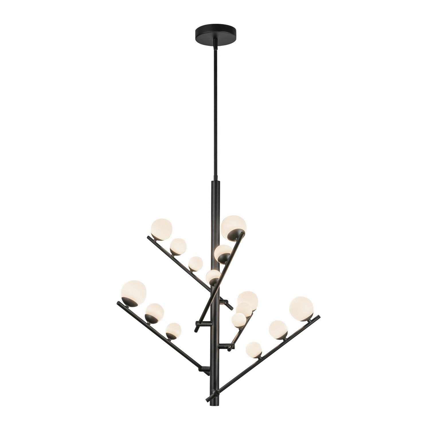 Kuzco Lighting - CH55530-BK/OP - LED Chandelier - Juniper - Black/Opal Glass