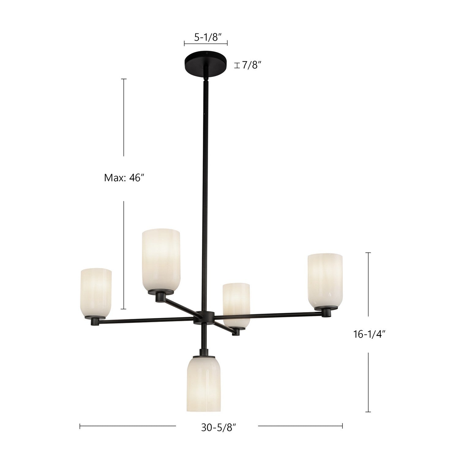 Kuzco Lighting - CH57731-BK/GO - Five Light Chandelier - Nola - Black/Glossy Opal Glass