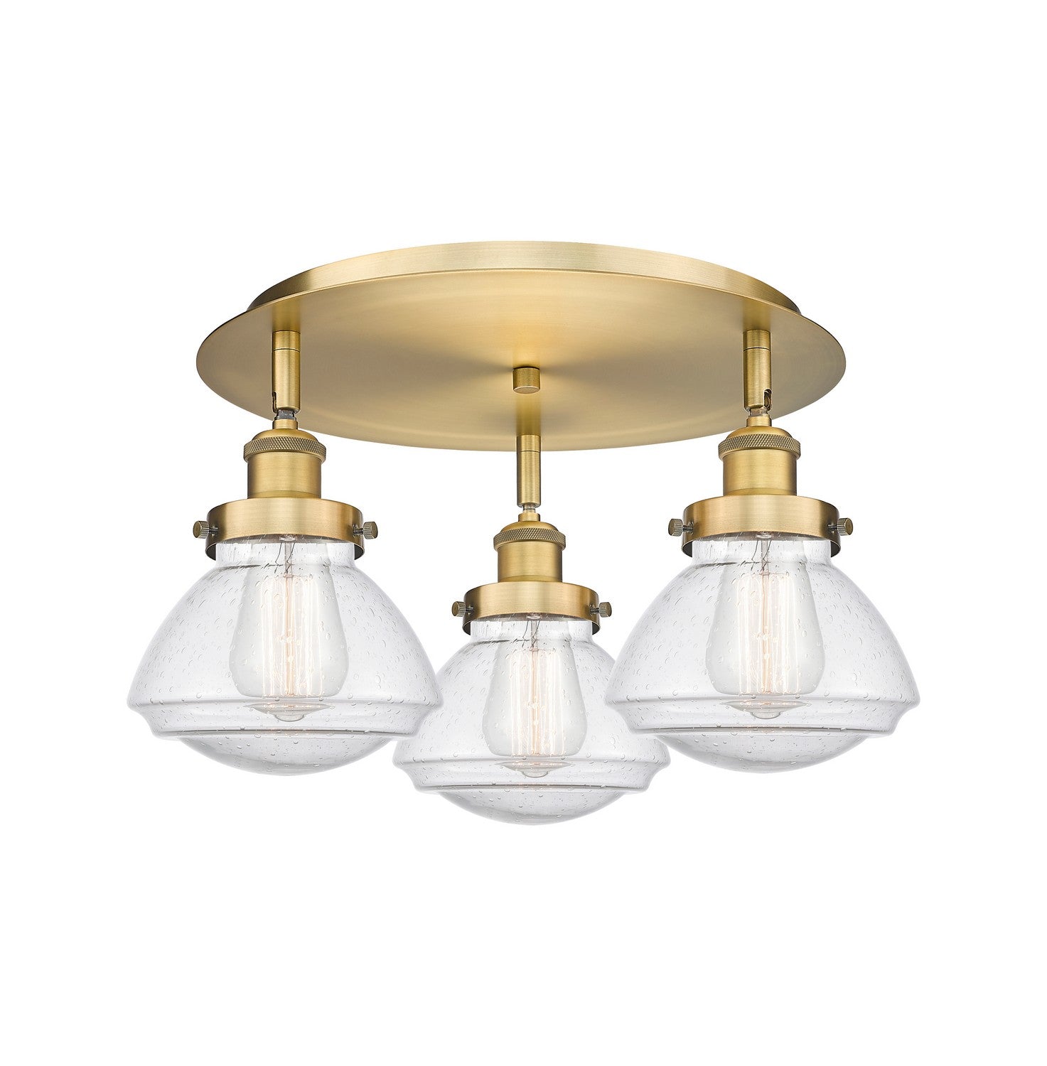 Innovations - 916-3C-BB-G324 - Three Light Flush Mount - Downtown Urban - Brushed Brass