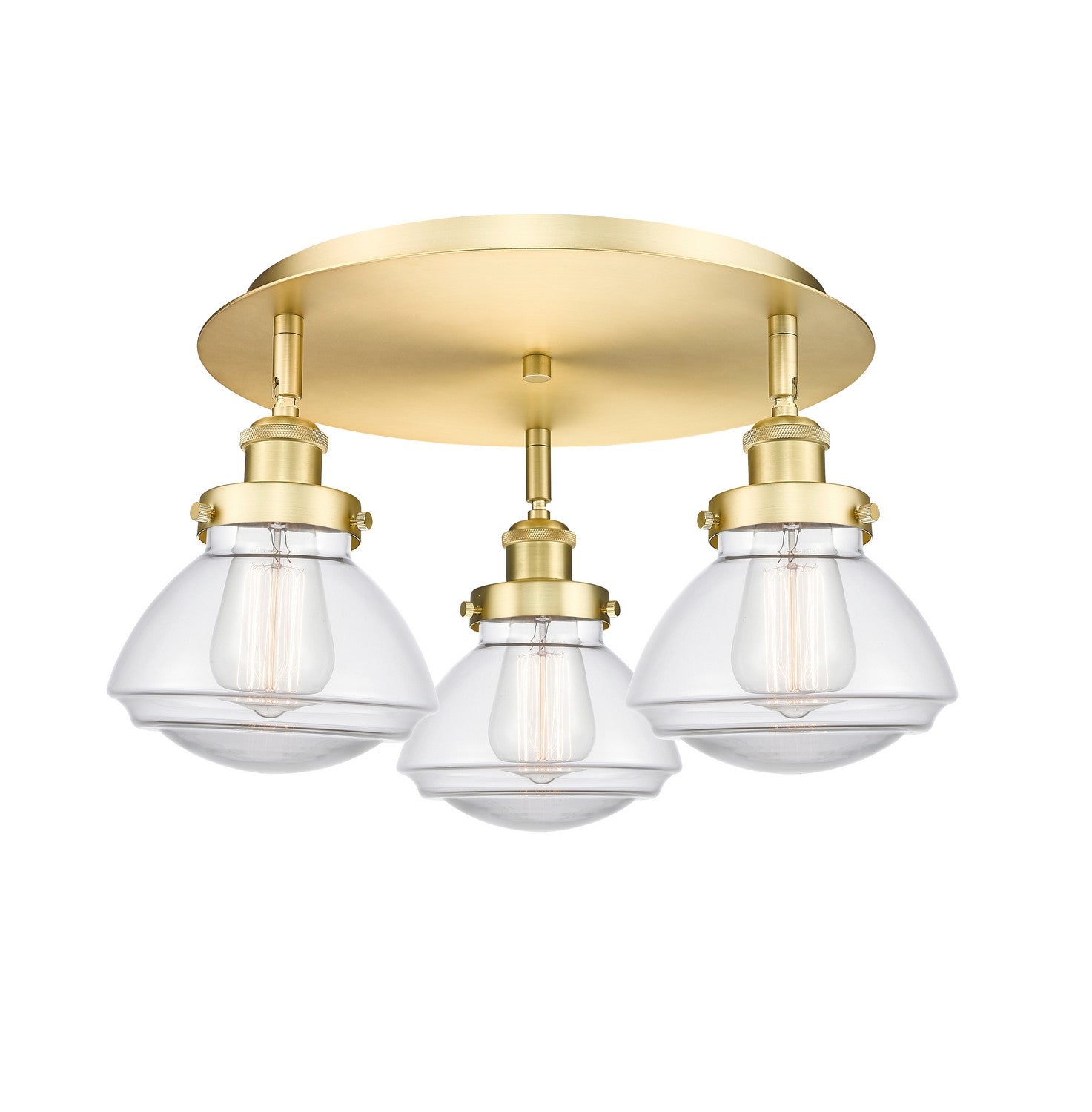 Innovations - 916-3C-SG-G322 - Three Light Flush Mount - Downtown Urban - Satin Gold