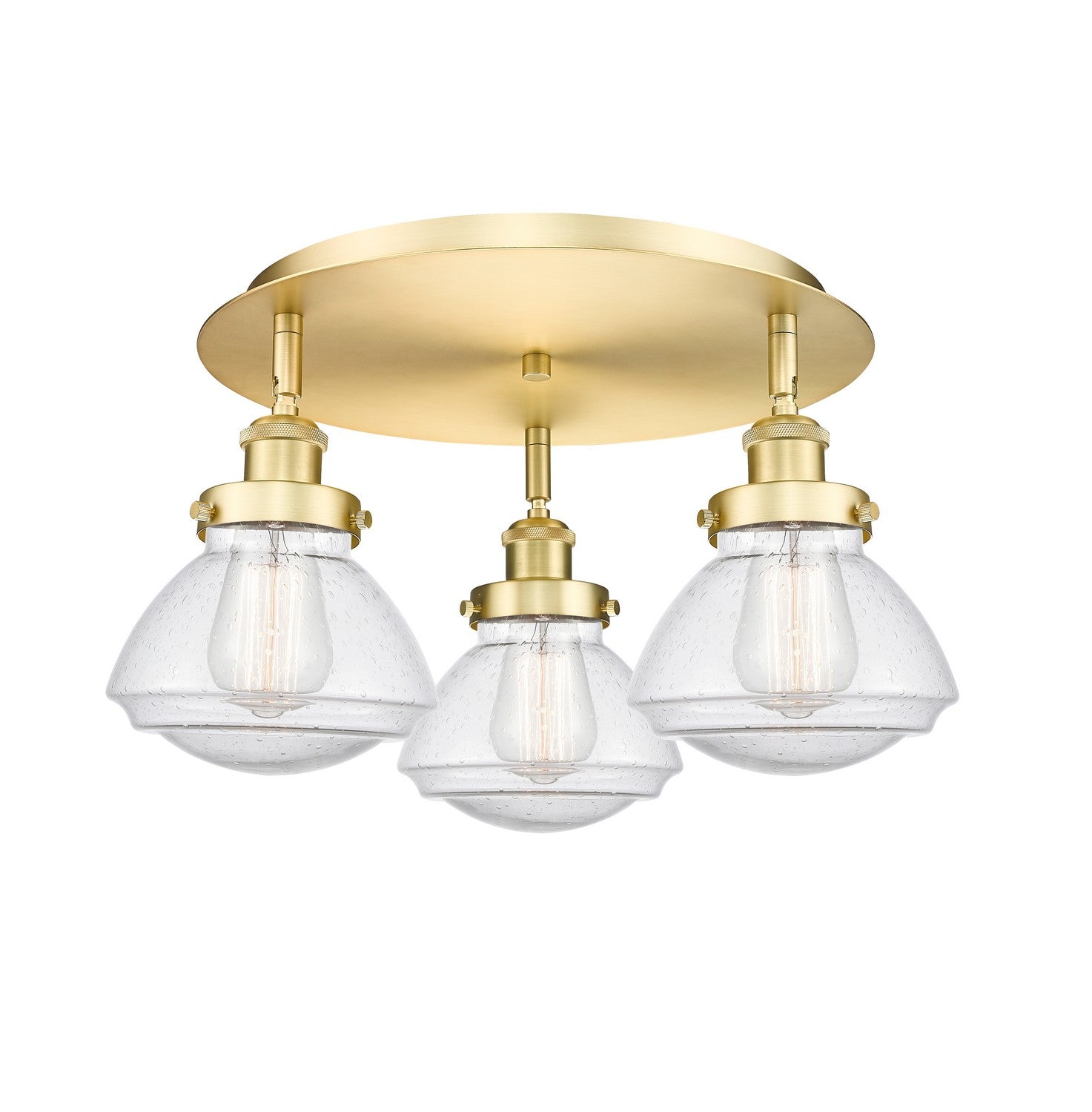 Innovations - 916-3C-SG-G324 - Three Light Flush Mount - Downtown Urban - Satin Gold