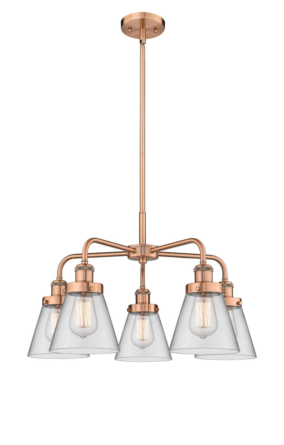 Innovations - 916-5CR-AC-G62 - Five Light Chandelier - Ballston Urban - Antique Copper