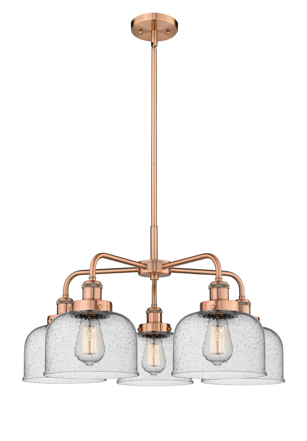 Innovations - 916-5CR-AC-G74 - Five Light Chandelier - Ballston Urban - Antique Copper