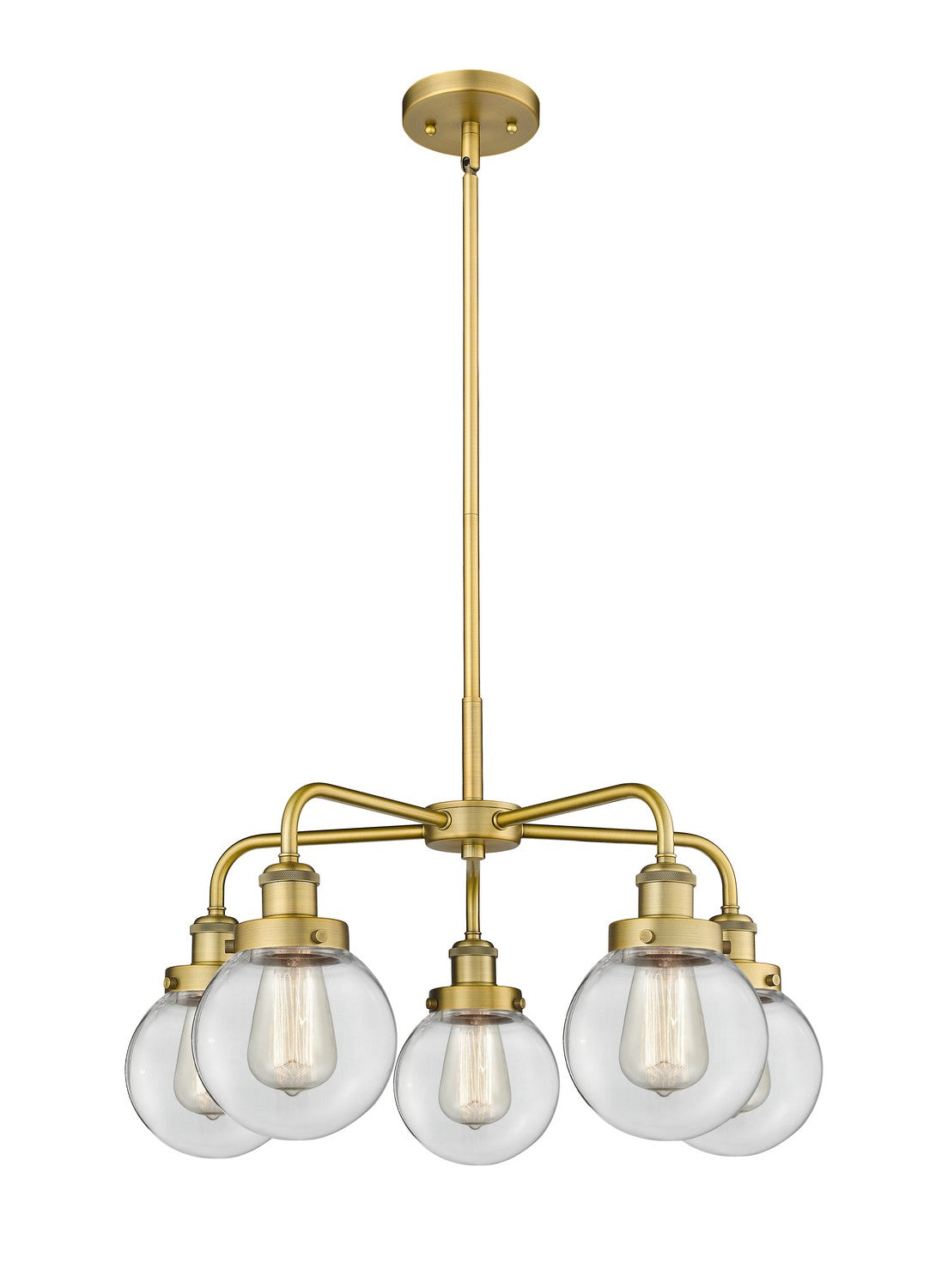 Innovations - 916-5CR-BB-G202-6 - Five Light Chandelier - Ballston Urban - Brushed Brass