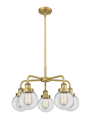 Innovations - 916-5CR-BB-G202-6 - Five Light Chandelier - Ballston Urban - Brushed Brass