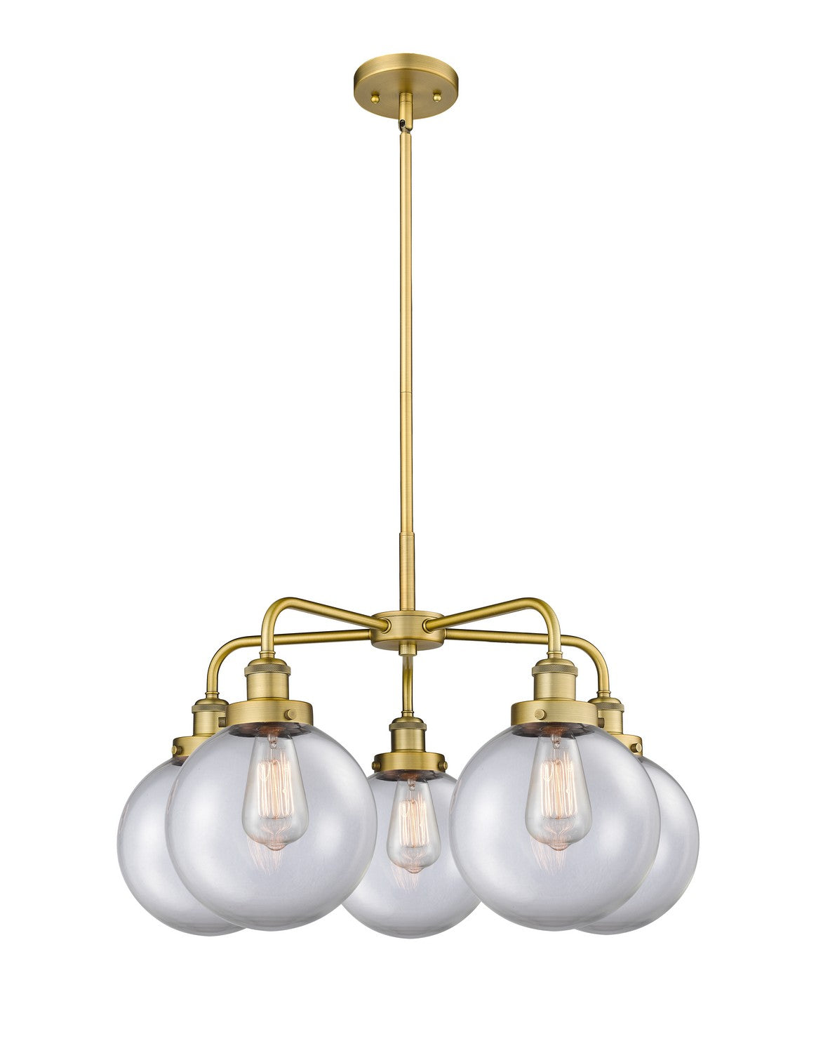 Innovations - 916-5CR-BB-G202-8 - Five Light Chandelier - Ballston Urban - Brushed Brass