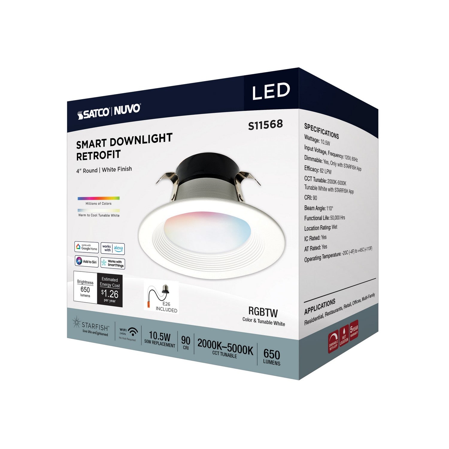 Satco - S11568 - LED Downlight - White