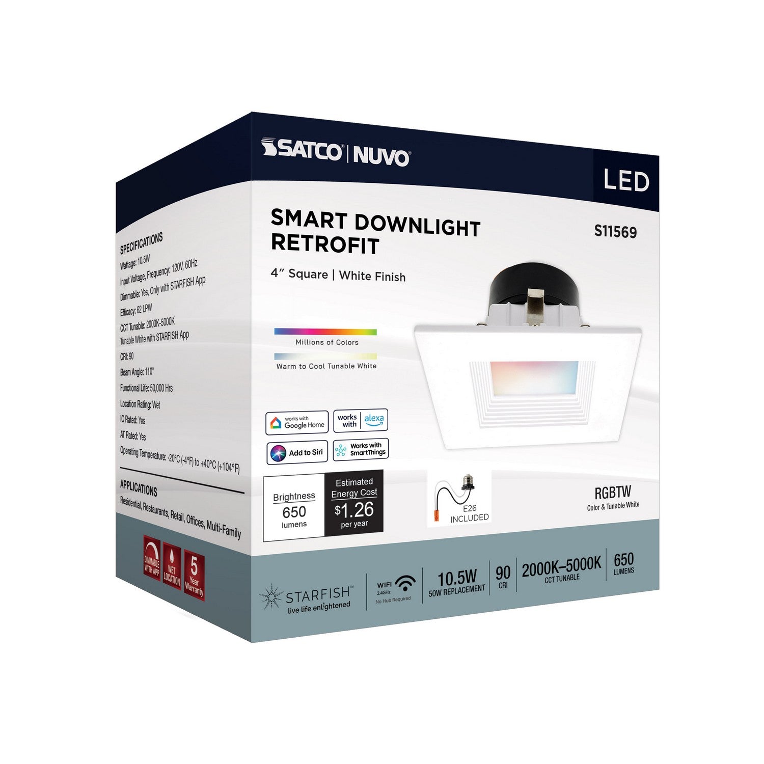 Satco - S11569 - LED Downlight - White