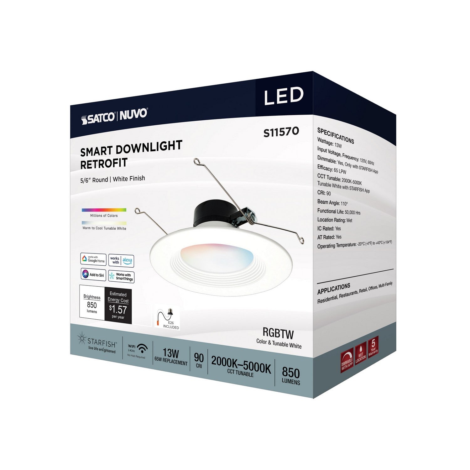 Satco - S11570 - LED Downlight - White
