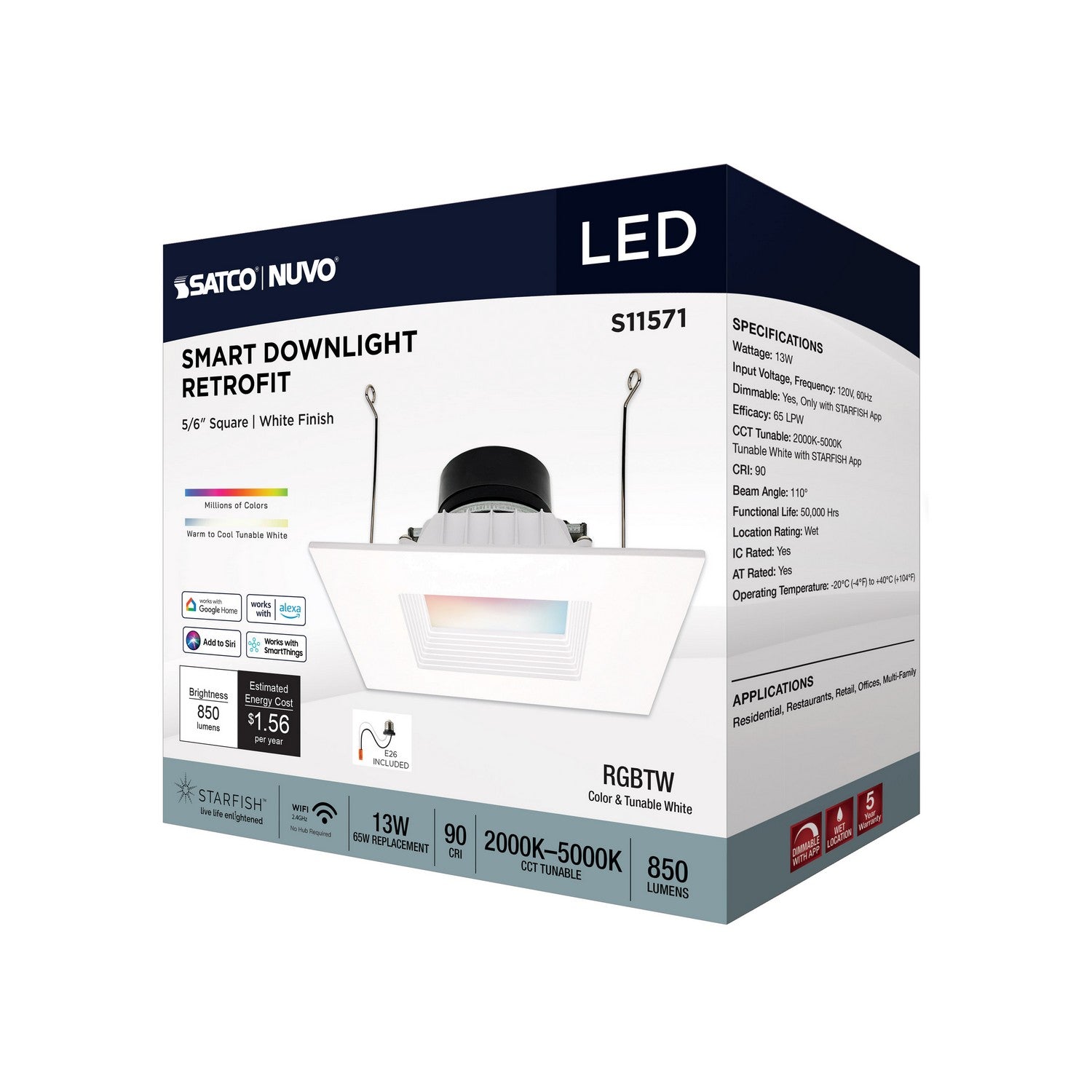 Satco - S11571 - LED Downlight - White