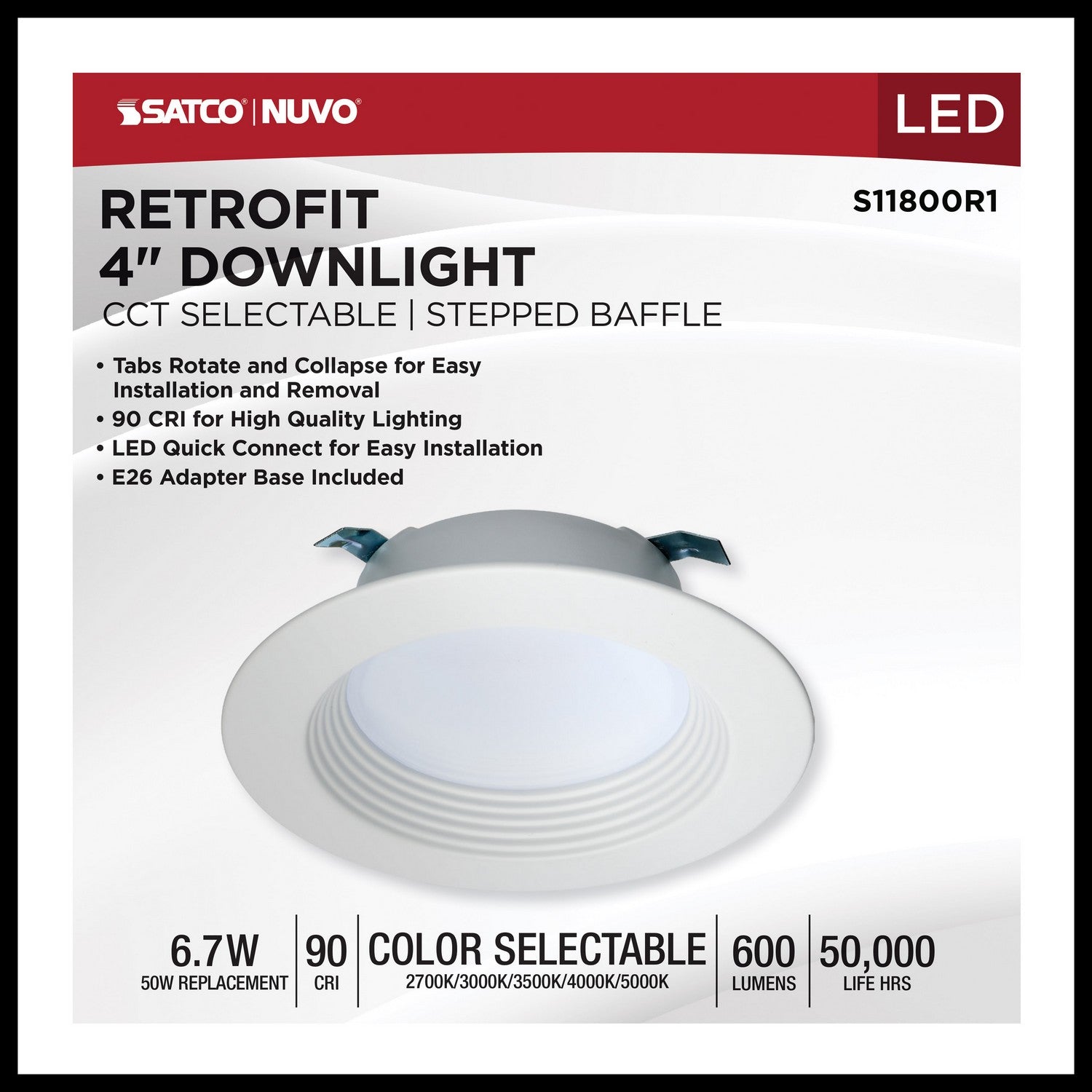 Satco - S11800R1 - LED Downlight - White