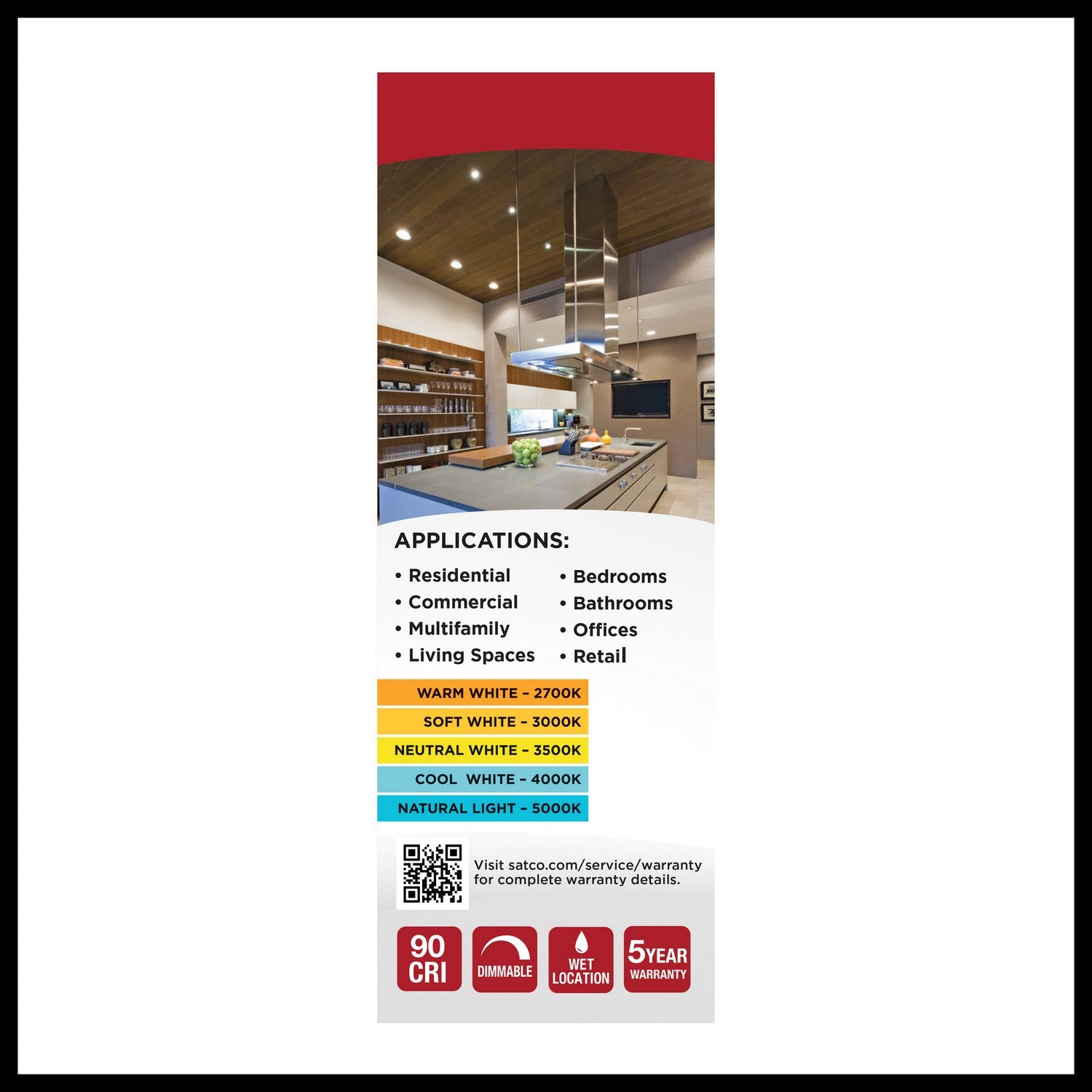 Satco - S11800R1 - LED Downlight - White